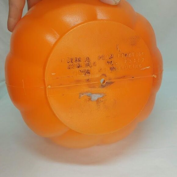 Vtg Norfolk Halloween Pumpkin Blow Mold Pail Bucket Trick-or-treat Made In USA - Picture 5 of 6